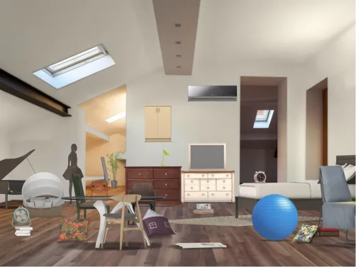 Extremely messy attic *bedroom* or maybe just *storage room*...