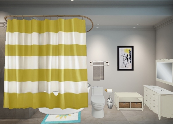 Yellow bathroom  Design Rendering
