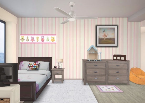Cute girls room Design Rendering