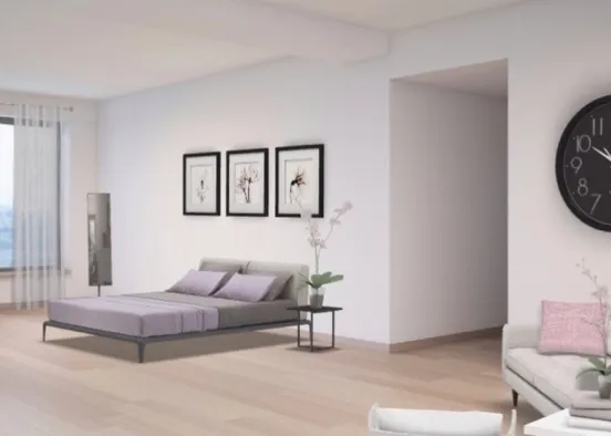 light pink and purple bedroom and sitting room Design Rendering