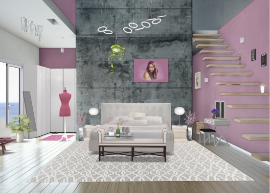 Pink bedroom with walk inn 😍 Design Rendering