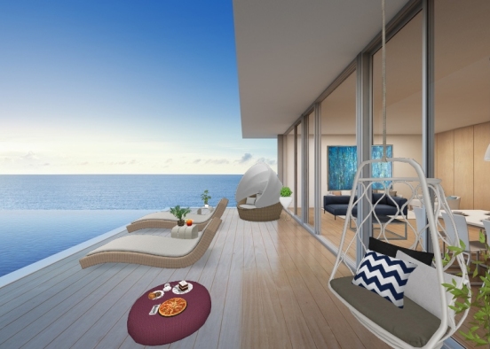 Salon de jardin vue sur la mer 💕💙 Design Rendering