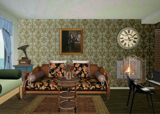 Vintage living room Design Rendering