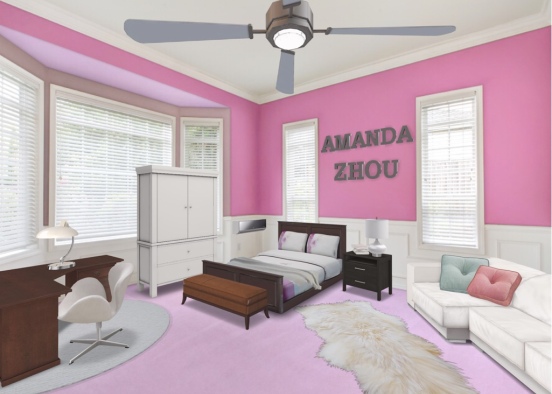 Pink Shades Bedroom Design Rendering