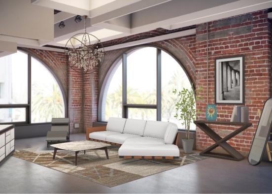 Industrial living room  Design Rendering