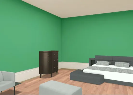 Teen Green Bedroom Design Rendering