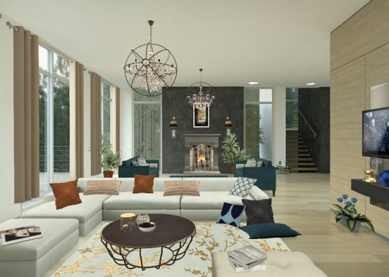 Moderne living luxury room  Design Rendering