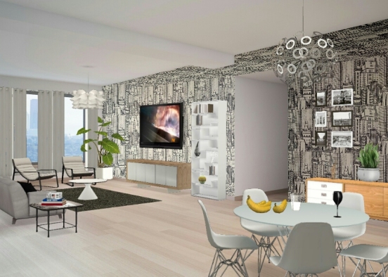 white and stylish apartment Design Rendering