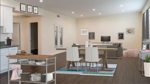 Alartmrnt living room & kitchen