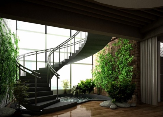 Staircase to pond Design Rendering