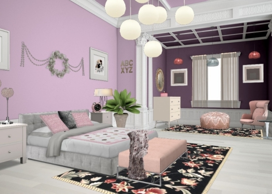 Dormitorio  en rosa  Design Rendering