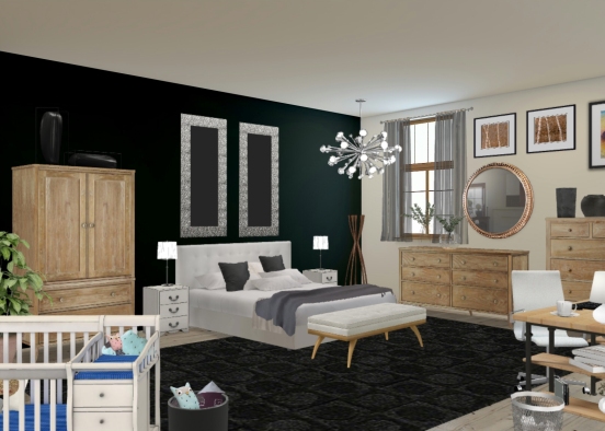 bedroom w/ crib Design Rendering