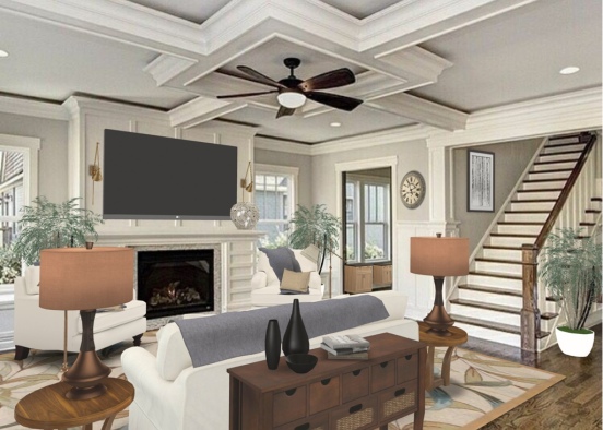 Transitional Living Room  Design Rendering