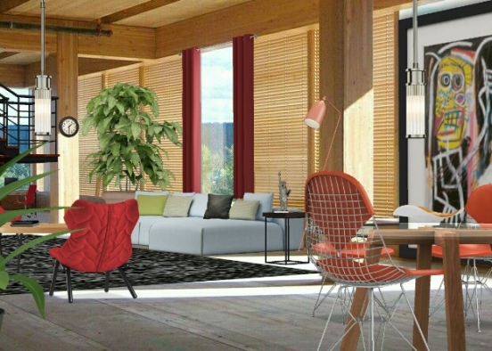 Wood living Design Rendering