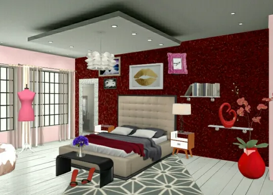 Chambre girly Design Rendering