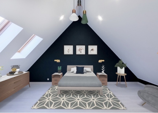 loft bedroom Design Rendering