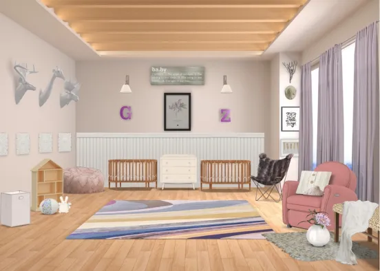 twin baby room Design Rendering