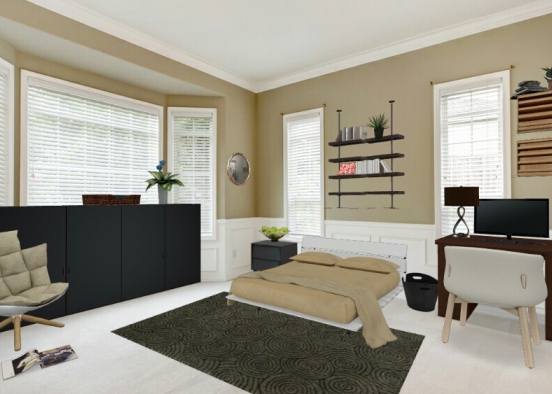 Black & Carmel Bedroom Design Rendering