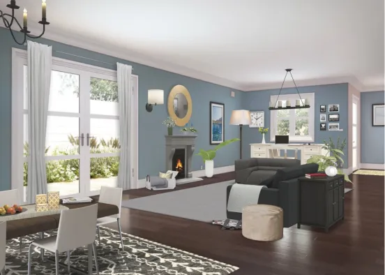 Black + White Living room Design Rendering