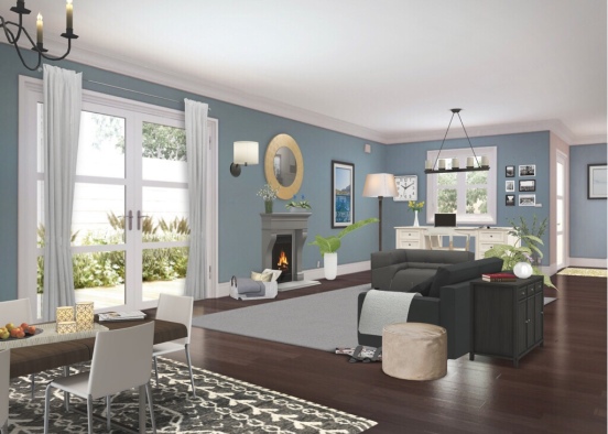 Black + White Living room Design Rendering