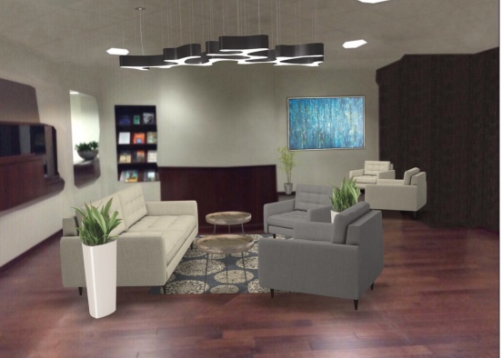 Lobby with couches ceiling light with chairs 2 Design Rendering