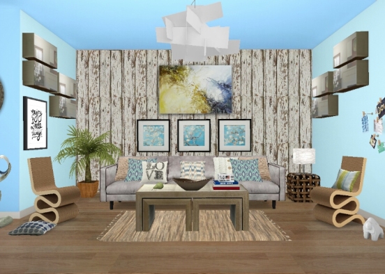 Beachy Living Room  Design Rendering