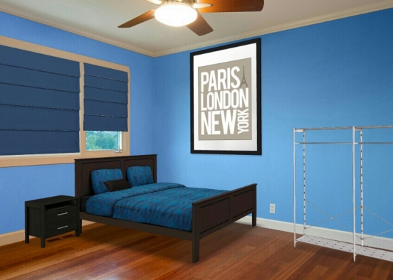 Modern Blue/Black Teen bedroom Design Rendering