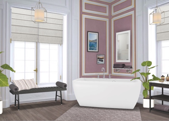 Vintage purple bathroom Design Rendering