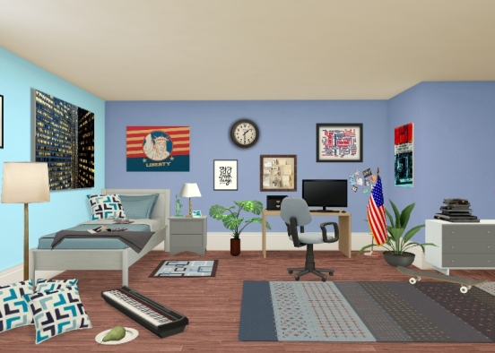 Teen Boy Room Design Rendering