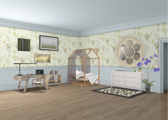 beginning of a young girls room Design Rendering