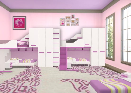 5 girls room Design Rendering