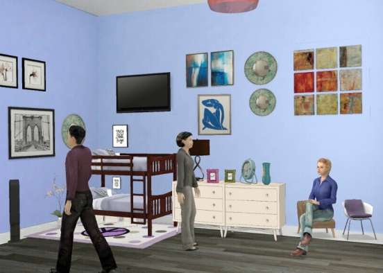 The twins bed room  Design Rendering