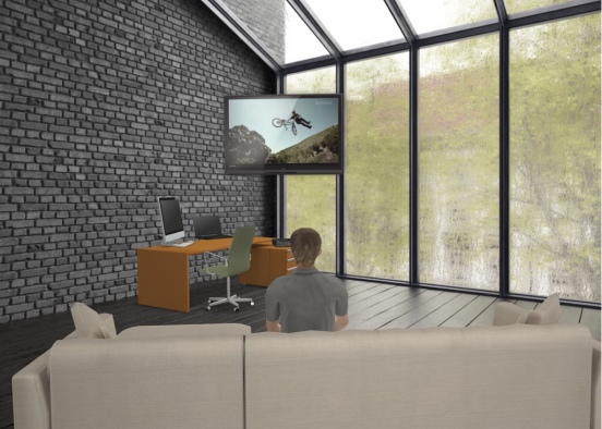 Living room with a tv Design Rendering