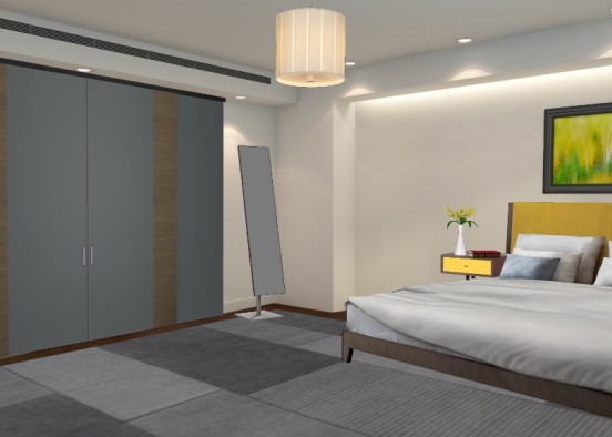 Yellow bedroom  Design Rendering