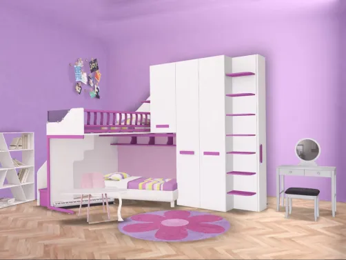 double bed girls room purple