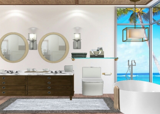 Tropical-modern bathroom Design Rendering
