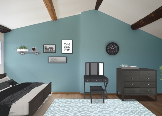 black and blue bedroom  Design Rendering