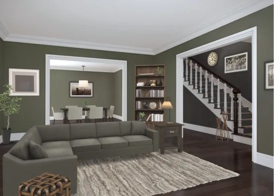 Green Living room Design Rendering