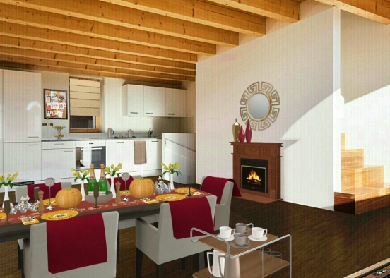 Autumn kitchen/dining area Design Rendering