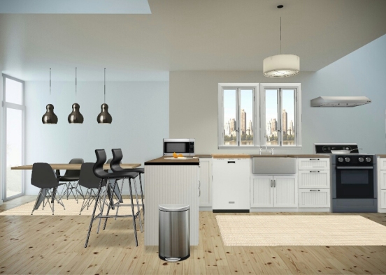 Kitchen and living room Design Rendering