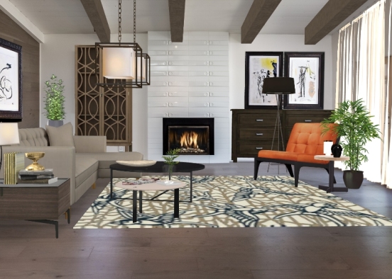 room with fireplace Design Rendering