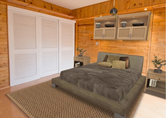 beautiful holiday log cabin bedroom! Design Rendering
