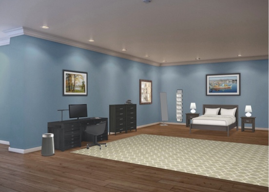 Dark Modern Bedroom  Design Rendering