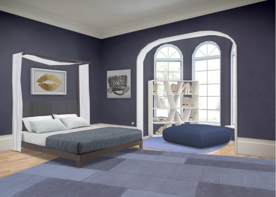 Blu bedroom Design Rendering