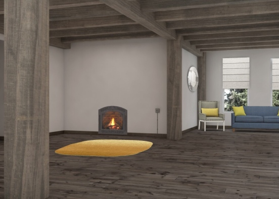 yellow living room Design Rendering