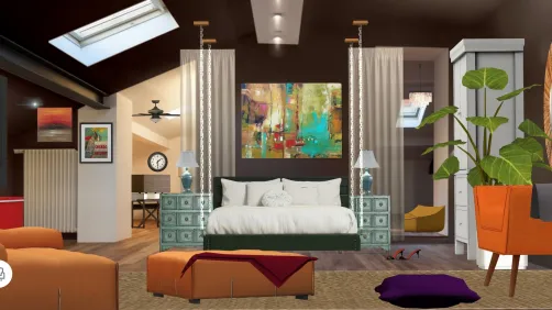 Color Block Living Space Bedroom