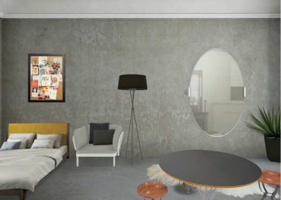 Gray Apartment Bedroom Design Rendering