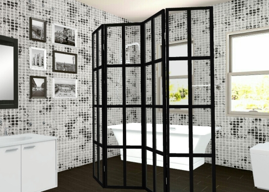Black and white house Bath Design Rendering