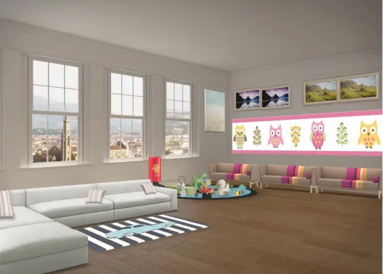 cool living room 💙💛 and kids room 💗💞 Design Rendering