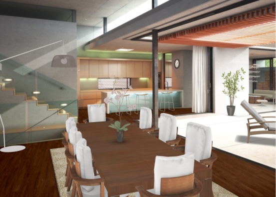 An open area: dining room, kitchen, outside area... but all connected!!! Design Rendering